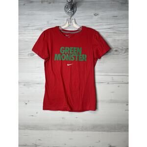 Boston Red Sox Shirt Womens M Red‎ MLB Baseball Green Monster Nike Cotton Tee